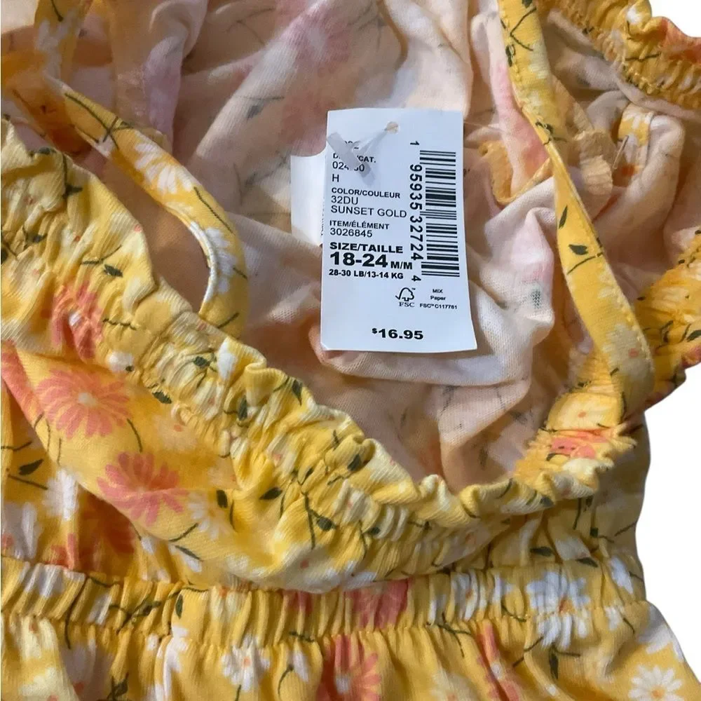 The Children's Place Yellow and White Floral‎ Romper